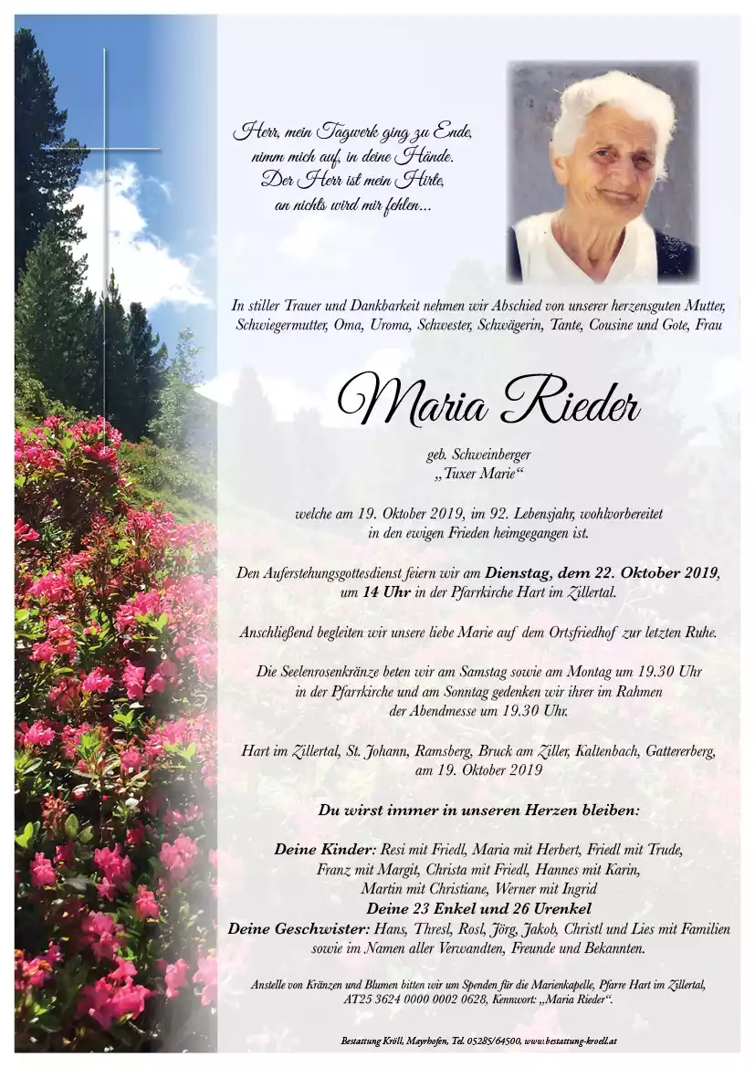Parte von Maria Rieder